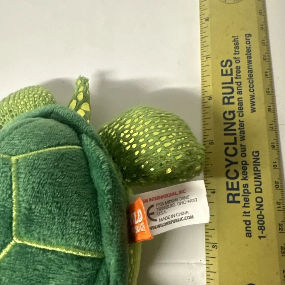 Wild Republic Sea Turtle Plush Stuffed Animal Sea Critters 7” Green- Preowned